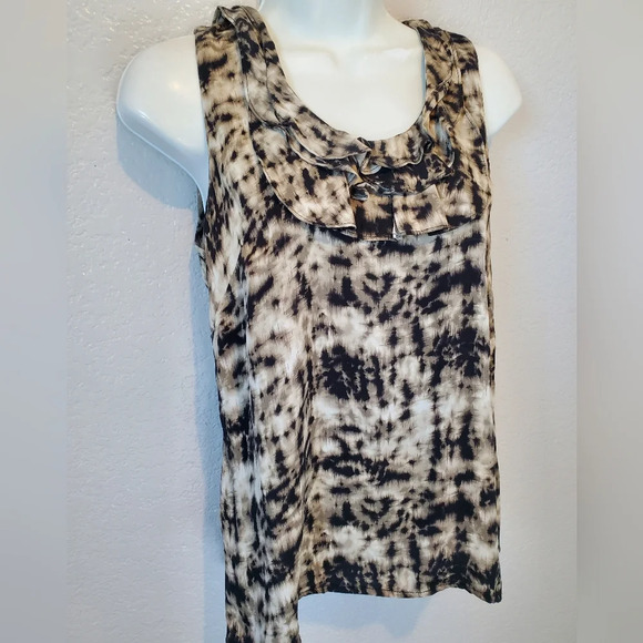 💚5/$25 Ann Taylor SILK Ruffled Neck Print Dress Size 2 - Picture 3 of 7